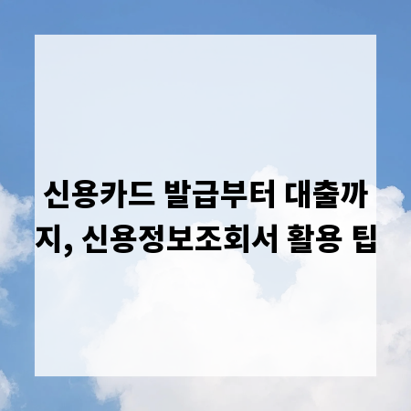 신용카드 발급부터 대출까지, 신용정보조회서 활용 팁