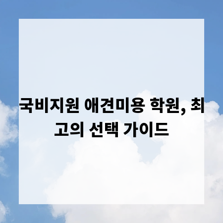 국비지원 애견미용 학원, 최고의 선택 가이드