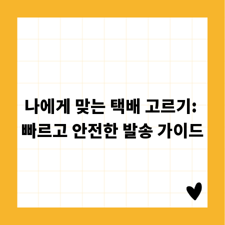 나에게 맞는 택배 고르기: 빠르고 안전한 발송 가이드