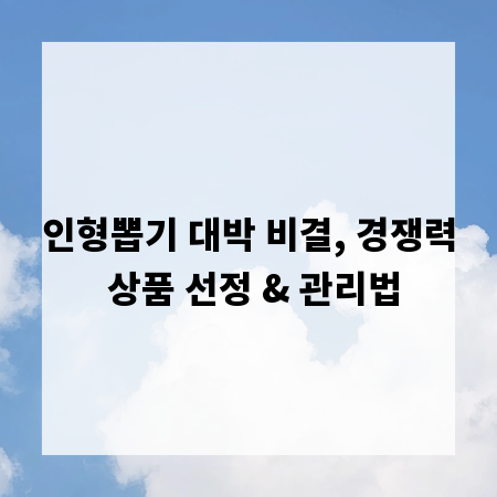 인형뽑기 대박 비결, 경쟁력 상품 선정 & 관리법