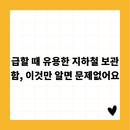 급할 때 유용한 지하철 보관함, 이것만 알면 문제없어요