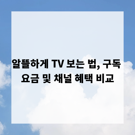 알뜰하게 TV 보는 법, 구독 요금 및 채널 혜택 비교