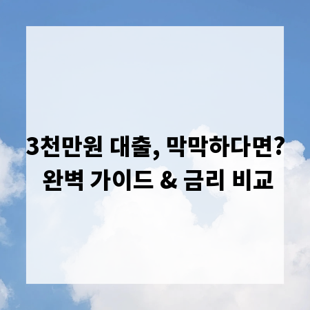 3천만원 대출, 막막하다면? 완벽 가이드 & 금리 비교
