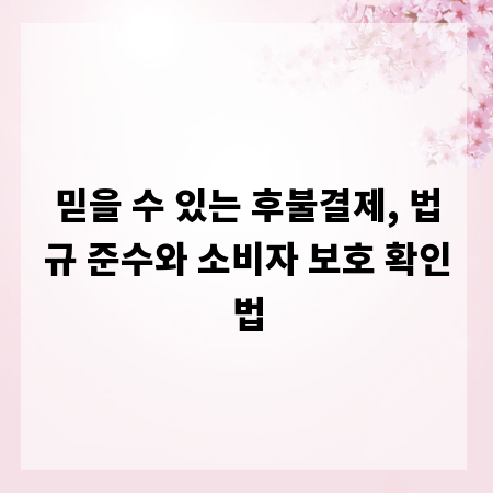 믿을 수 있는 후불결제, 법규 준수와 소비자 보호 확인법