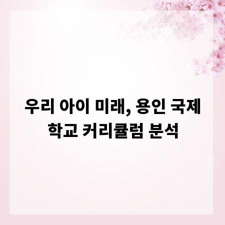 우리 아이 미래, 용인 국제학교 커리큘럼 분석