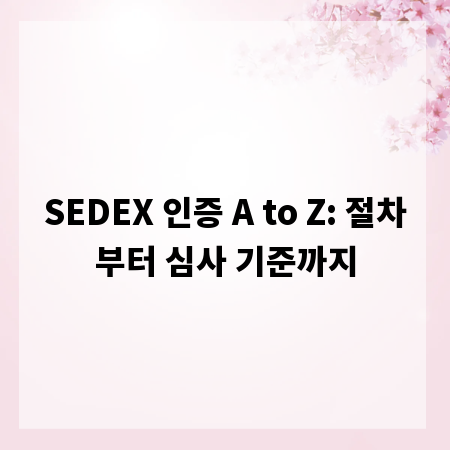 SEDEX 인증 A to Z: 절차부터 심사 기준까지