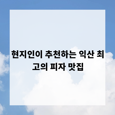 현지인이 추천하는 익산 최고의 피자 맛집