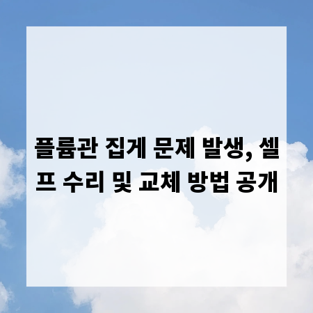 플륨관 집게 문제 발생, 셀프 수리 및 교체 방법 공개