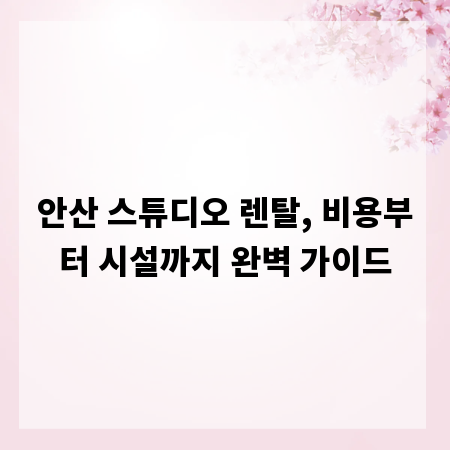안산 스튜디오 렌탈, 비용부터 시설까지 완벽 가이드
