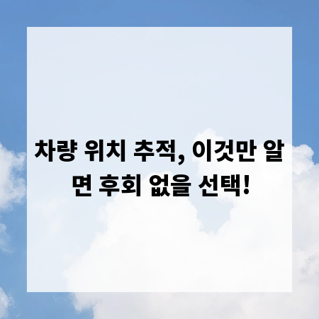 차량 위치 추적, 이것만 알면 후회 없을 선택!