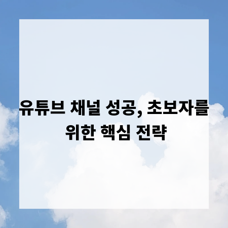 유튜브 채널 성공, 초보자를 위한 핵심 전략