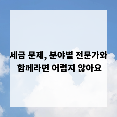 세금 문제, 분야별 전문가와 함께라면 어렵지 않아요