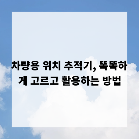 차량용 위치 추적기, 똑똑하게 고르고 활용하는 방법