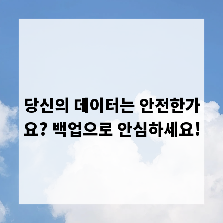 당신의 데이터는 안전한가요? 백업으로 안심하세요!