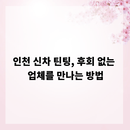 인천 신차 틴팅, 후회 없는 업체를 만나는 방법