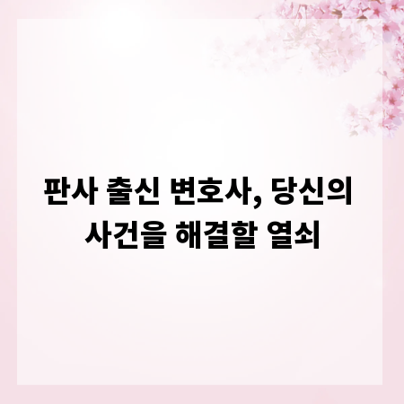 판사 출신 변호사, 당신의 사건을 해결할 열쇠