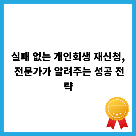 실패 없는 개인회생 재신청, 전문가가 알려주는 성공 전략