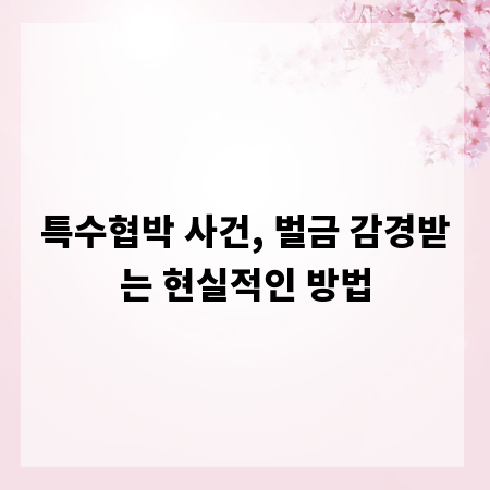 특수협박 사건, 벌금 감경받는 현실적인 방법