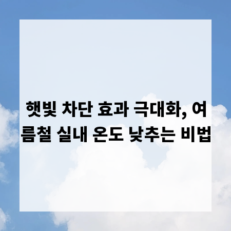 햇빛 차단 효과 극대화, 여름철 실내 온도 낮추는 비법