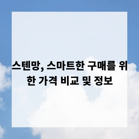스텐망, 스마트한 구매를 위한 가격 비교 및 정보