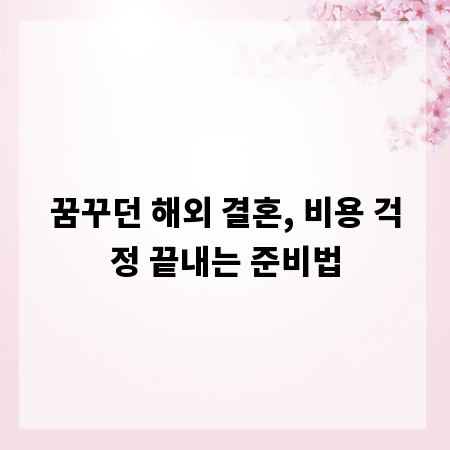 꿈꾸던 해외 결혼, 비용 걱정 끝내는 준비법