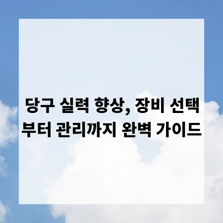 당구 실력 향상, 장비 선택부터 관리까지 완벽 가이드