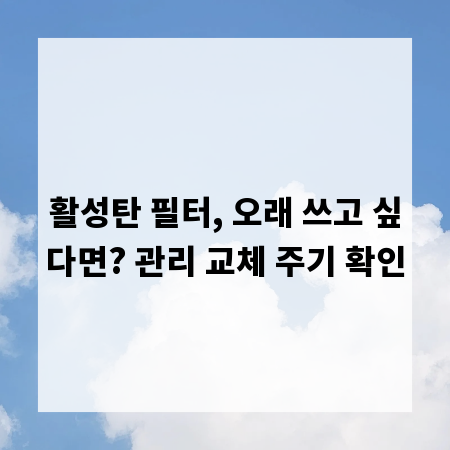 활성탄 필터, 오래 쓰고 싶다면? 관리 교체 주기 확인
