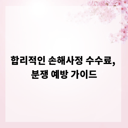 합리적인 손해사정 수수료, 분쟁 예방 가이드
