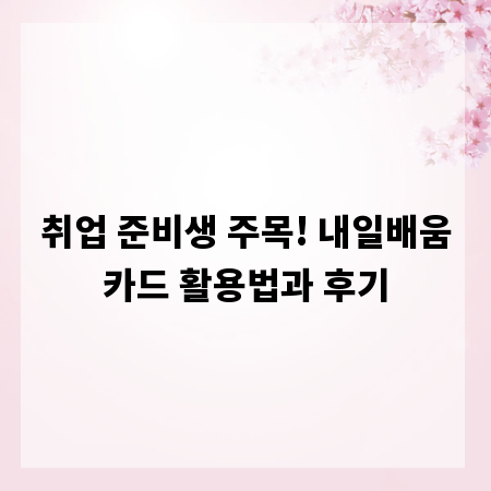 취업 준비생 주목! 내일배움카드 활용법과 후기