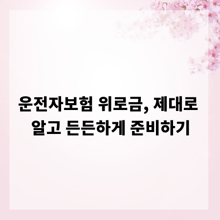 운전자보험 위로금, 제대로 알고 든든하게 준비하기