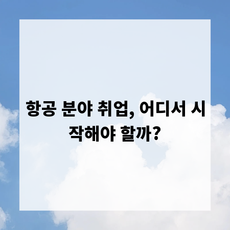 항공 분야 취업, 어디서 시작해야 할까?