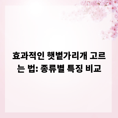 효과적인 햇볕가리개 고르는 법: 종류별 특징 비교