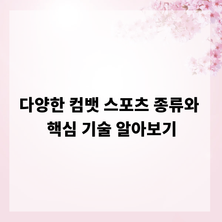 다양한 컴뱃 스포츠 종류와 핵심 기술 알아보기
