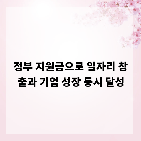 정부 지원금으로 일자리 창출과 기업 성장 동시 달성