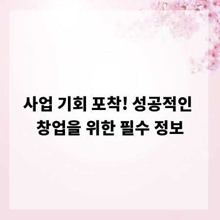 사업 기회 포착! 성공적인 창업을 위한 필수 정보