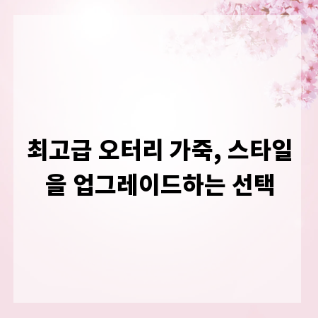 최고급 오터리 가죽, 스타일을 업그레이드하는 선택