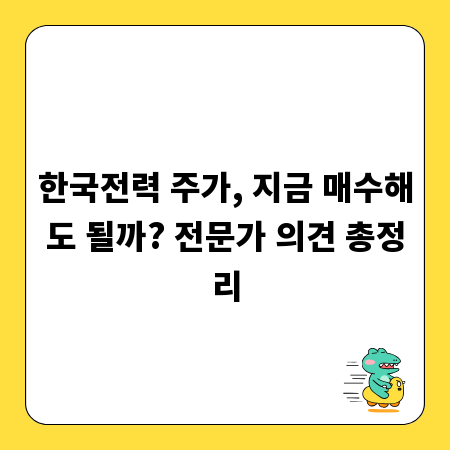 한국전력 주가, 지금 매수해도 될까? 전문가 의견 총정리