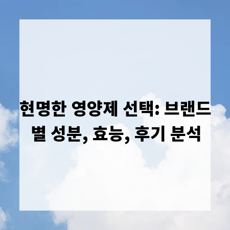 현명한 영양제 선택: 브랜드별 성분, 효능, 후기 분석