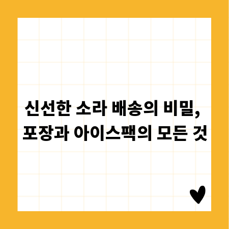 신선한 소라 배송의 비밀, 포장과 아이스팩의 모든 것