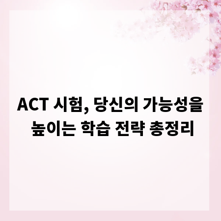 ACT 시험, 당신의 가능성을 높이는 학습 전략 총정리