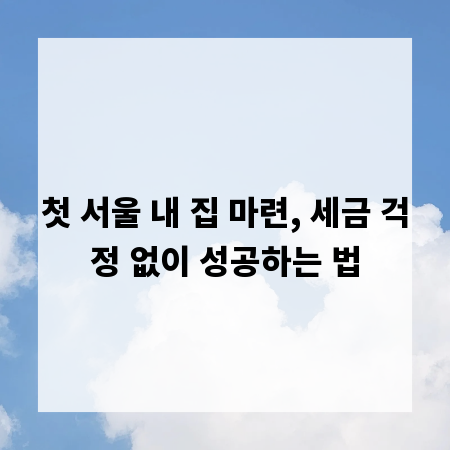 첫 서울 내 집 마련, 세금 걱정 없이 성공하는 법
