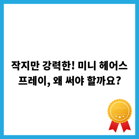 작지만 강력한! 미니 헤어스프레이, 왜 써야 할까요?
