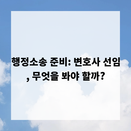 행정소송 준비: 변호사 선임, 무엇을 봐야 할까?