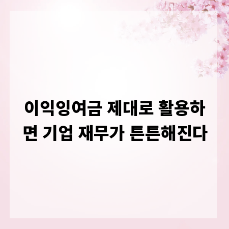 이익잉여금 제대로 활용하면 기업 재무가 튼튼해진다