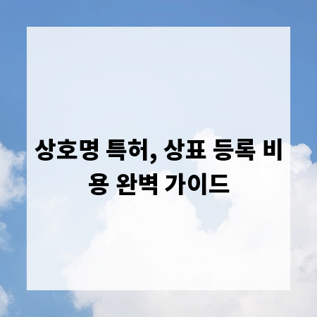 상호명 특허, 상표 등록 비용 완벽 가이드