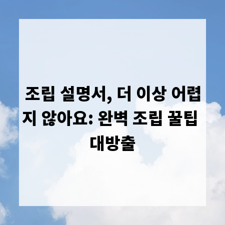 조립 설명서, 더 이상 어렵지 않아요: 완벽 조립 꿀팁 대방출
