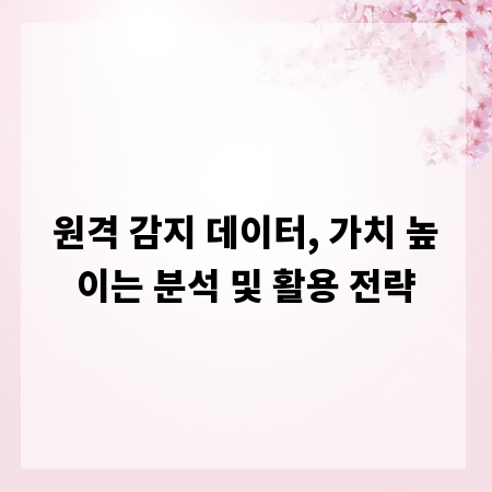 원격 감지 데이터, 가치 높이는 분석 및 활용 전략