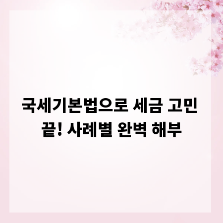 국세기본법으로 세금 고민 끝! 사례별 완벽 해부