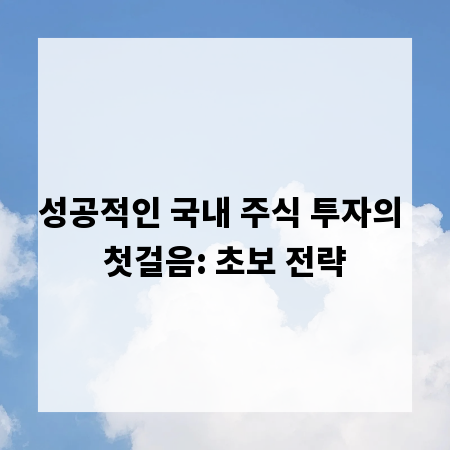 성공적인 국내 주식 투자의 첫걸음: 초보 전략