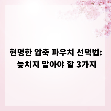 현명한 압축 파우치 선택법: 놓치지 말아야 할 3가지